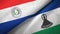 Paraguay and Lesotho two flags textile cloth, fabric texture