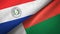 Paraguay and Madagascar two flags textile cloth, fabric texture
