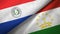 Paraguay and Tajikistan two flags textile cloth, fabric texture