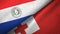 Paraguay and Tonga two flags textile cloth, fabric texture