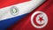 Paraguay and Tunisia two flags textile cloth, fabric texture