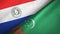 Paraguay and Turkmenistan two flags textile cloth, fabric texture