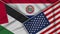 Paraguay United States of America Palestine Flags Together Fabric Texture Illustration