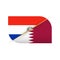 Paraguay versus Qatar, two vector flags icon for sport competition