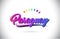 Paraguay Welcome To Word Text with Creative Purple Pink Handwritten Font and Swoosh Shape Design Vector