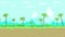 Parallax animation. Landscape with a jungle palm trees and volcano. Game background layer. Seamless unending video loop