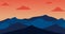 Parallax animation of red sky and blue mountain
