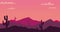 Parallax animation video cactus mountains background with twilight red concept