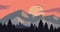 Parallax animation video of mountainous nature with beautiful painting color