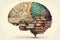 Parallax , human brain collage of books, knowledge, education Generative AI