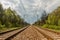 Parallel railway tracks and overhead lines