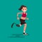 Paralympic Athlete woman running on the prosthesis. Vector illus