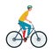 Paralympic games male disabled athlete with limb prosthesis riding bicycle, flat vector illustration isolated.