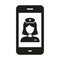 Paramedic Medical Service in Smartphone Glyph Icon. Physician Online Consultation. Healthcare in Mobile Phone Silhouette