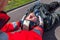 Paramedic removes an helmet from an injured biker