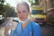 Paramedic woman with  medical mask and cup of coffee