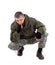 Paramilitary soldier thinking