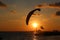 Paramotor on the beach rayong at sunset