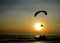 Paramotor flying over the sea