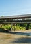 Paranhana river and a view of the covered bridge - a historical landmark in Tres Coroas, Brazil