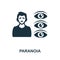 Paranoia icon. Monochrome sign from psychotherapy collection. Creative Paranoia icon illustration for web design