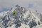 Parapenter near Aiguille du Midi, Mont Blanc massif