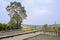 Parapet on rooftop of aged farmhouse in sunny day