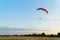 Paraplane on the blue sky background, leisure activity.