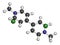 Paraquat herbicide molecule 3D rendering. Atoms are represented as spheres with conventional color coding: hydrogen white,.