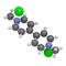 Paraquat herbicide molecule 3D rendering. Atoms are represented as spheres with conventional color coding: hydrogen (white),