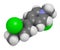 Paraquat herbicide molecule 3D rendering. Atoms are represented as spheres with conventional color coding: hydrogen (white),