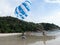 Parasailing above beach in India