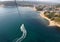 Parasailing above the water near the coast of the city of Dzhubga