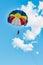 Parasailing behind a speedboat at Austrian Wolfgangsee near Sankt Wolfgang