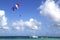 Parasailing in a blue sky in Punta Cana, Dominican Republic