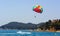 Parasailing and boat