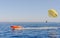 Parasailing on a calm blue ocean