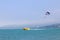 Parasailing on a calm blue sea