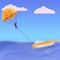 Parasailing concept banner, cartoon style