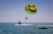 Parasailing: flying over the sea by parachute