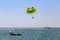 Parasailing: flying over the sea by parachute
