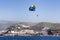 Parasailing in Gran Canaria with volcanic landscape in background