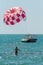 Parasailing at a seaside resort