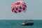 Parasailing at a seaside resort