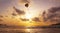 Parasailing in the sunset sky, Patong beach, Phuket, Thailand