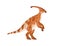 Parasaurolophus, prehistoric ancient dino. Extinct dinosaur with tail and crest, side view. Prehistory reptile animal of