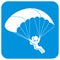 Paraschuting, parachute with two person, vector button