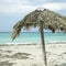 Parasol on an abandonned beach