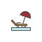 Parasol beach filled outline icon