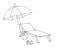 Parasol flops, ball and chair